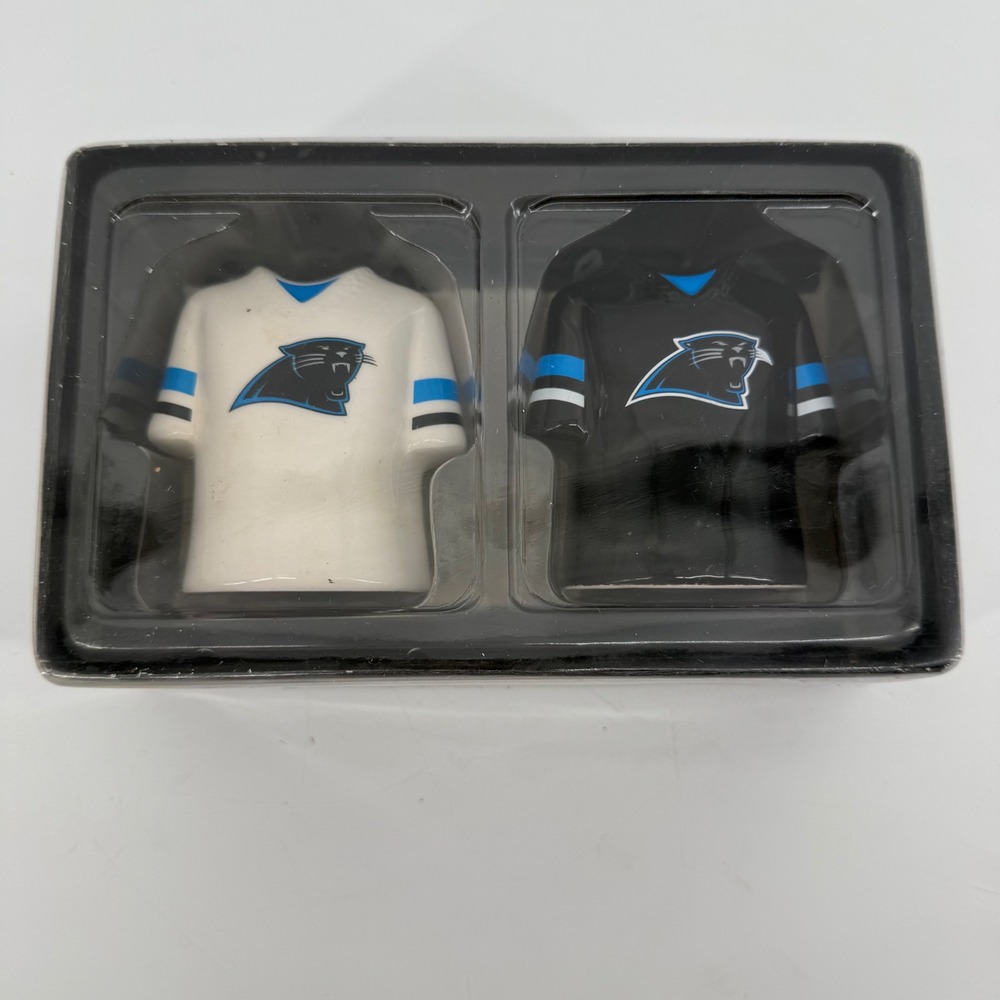 Carolina Panthers NFL Jersey Salt and Pepper Shaker Set Ceramic Black White - Picture 2 of 7